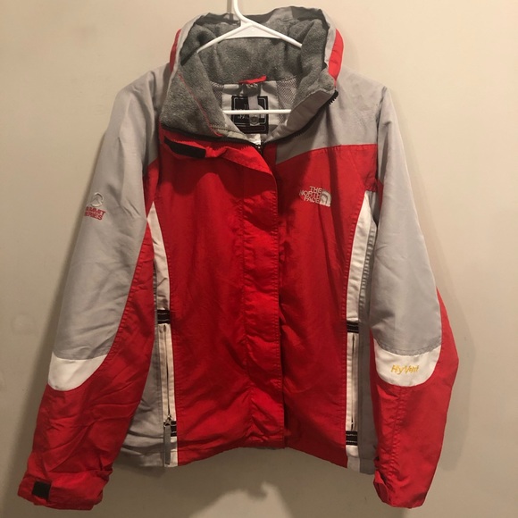 north face hyvent jacket red